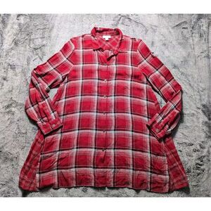 J. Jill Long Sleeve Button Up Top Women's Size Small Red Plaid